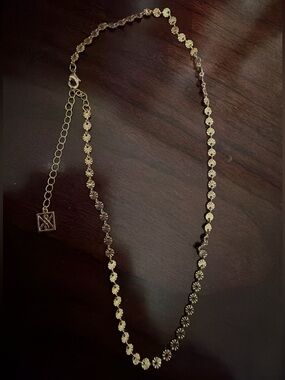 Gold Flower Link Necklace with Adjustable Chain